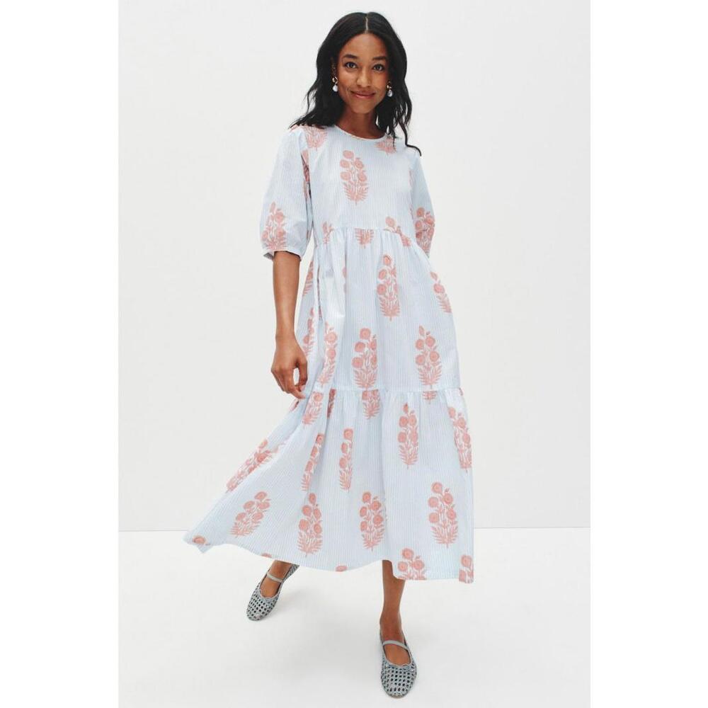SZ Blockprints Blue Floral Gaia Dress Size M